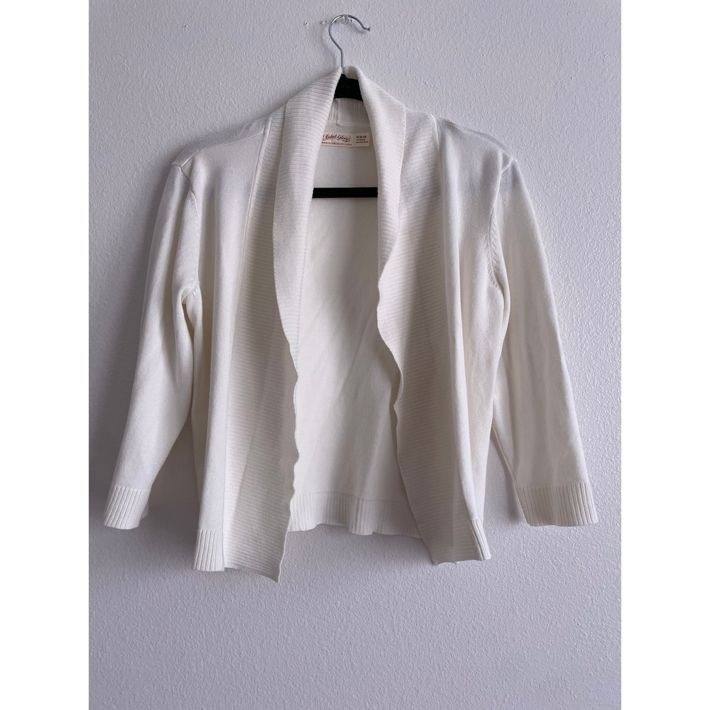 Faded Glory Cardigan Shawl Collar Open Front Women M Cream Cottagecore